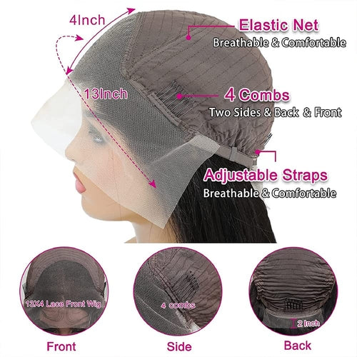 13x4 Lace Front Human Hair Wigs Natural Color Body Wave Density
