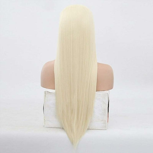 613 Light Blonde Hair Soft None Lace Synthetic Wigs Long Silky