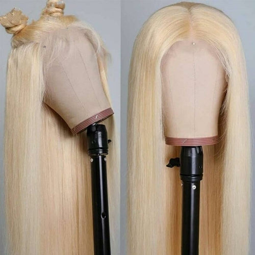 613 Light Blonde Hair Soft None Lace Synthetic Wigs Long Silky